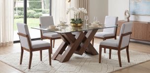 Comedor 180 x 110 cm Penthouse con 4 Sillas Cretta Blanco