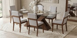 Comedor 180 x 110 cm Pehthouse con 6 Sillas Cretta Blanco