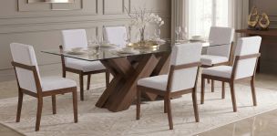 Comedor 220 x 120 cm Penthouse con 6 Sillas Cretta Blanco