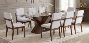 Comedor 220 x 120 cm Penthouse con 8 Sillas Cretta Blanco