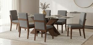 Comedor 220 x 120 cm Penthouse con 6 Sillas Cretta Gris