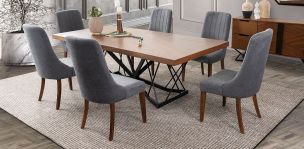 Comedor 240 x 107 cm Piastri con 6 Sillas Gris