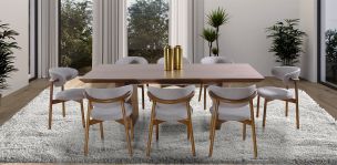 Comedor 240 cm Spezza y 8 Sillas Lynnea Gris