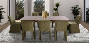 Comedor 240 cm Spezza y 8 Sillas Verde