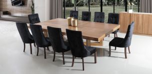 Comedor 300 cm Zeus con 10 Sillas Luxor Negro