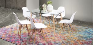 Comedor Atlas In Natural con 6 Sillas Blanco