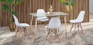 Comedor Atlas In Natural con 4 Sillas Blanco