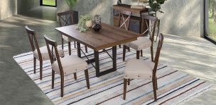 Comedor Barret Café con 6 Sillas Beige