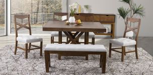 Comedor Mika 4 Sillas y Banca Beige