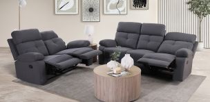 Sala con Reclinables Toronto Gris Obscuro