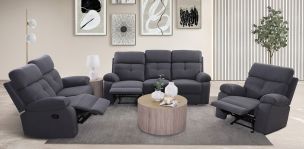 Sala con Reclinables Toronto Gris Obscuro 3 Piezas