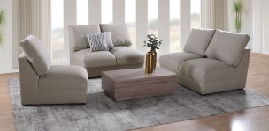 Sala Amira con Sillón sin Brazos Beige 3 Piezas