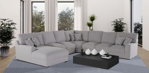 Sala Modular Izquierda Amira Gris 5 Piezas