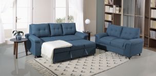 Sala con Sofá Cama Uma Azul
