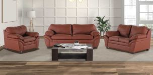 Sala de Piel Cordoba Naranja 3 Piezas