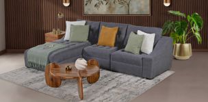 Sala Modular Izquierda Zonet Gris Oxford 3 Piezas