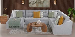 Sala Modular Izquierda Zonet Gris 6 Piezas 