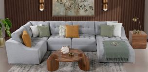 Sala Modular Derecha Zonet Gris 5 Piezas