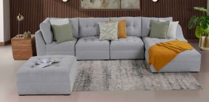 Sala Modular Derecha con Taburete Zonet Gris 5 Piezas