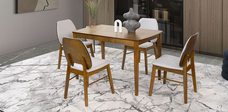Comedor 120 x 70 cm Loto Gris 5 Piezas