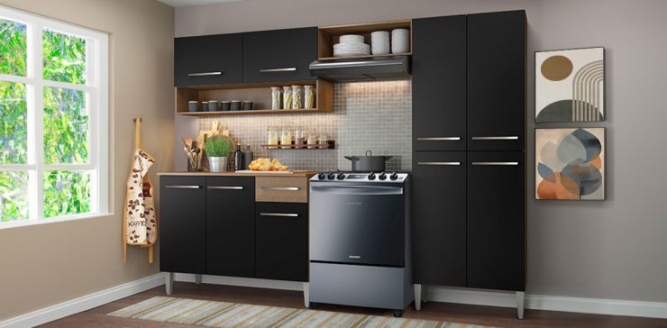 Cocina Integral Emily Pop 229 cm Negro