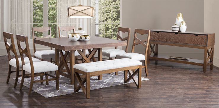 Comedor Mika 6 Sillas y Banca Beige