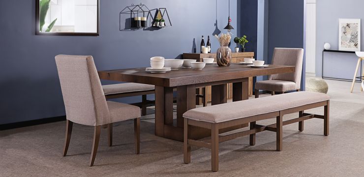 Comedor 240 cm Anka con 2 Sillas y 2 Bancas 200 cm Beige