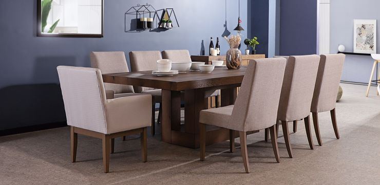 Comedor 240 cm Anka con 8 Sillones Beige