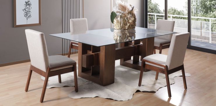 Comedor Berlín con 4 Sillas Beige