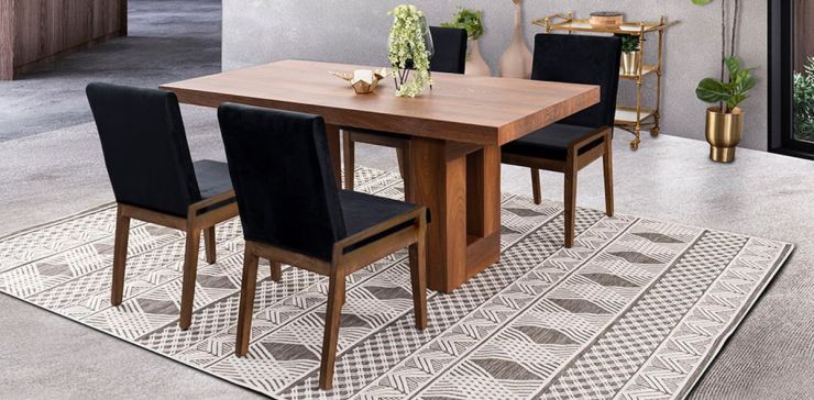 Comedor Marbella Parota con 4 Sillas Kansas Negro