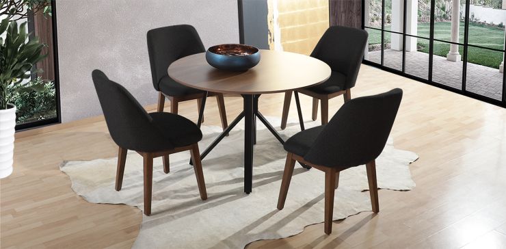 Comedor Hudson con 4 Sillas Olaf Gris Oxford