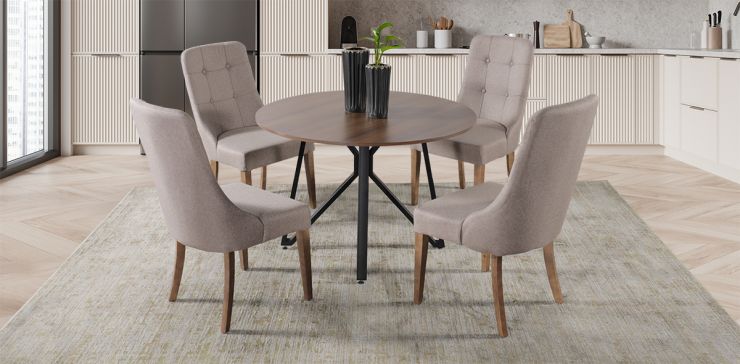 Comedor Hudson con 4 Sillas Atenea Café