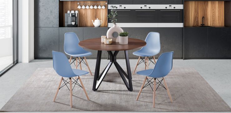 Comedor Hudson con 4 Sillas Atlas In Azul