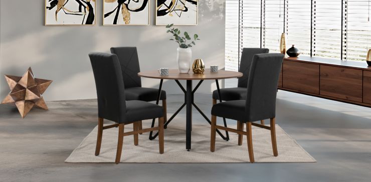 Comedor Hudson con 4 Sillas Matisse Gris 