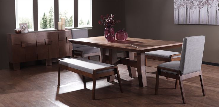 Comedor 220 cm Kansas con 2 Sillas y 2 Bancas Gris