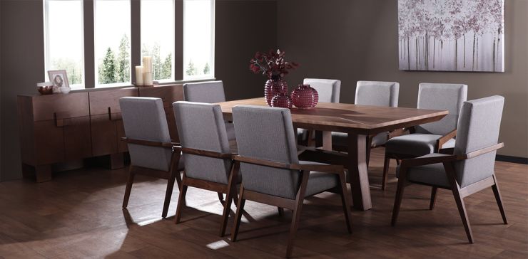 Comedor 220 cm Kansas con 8 Sillones Gris