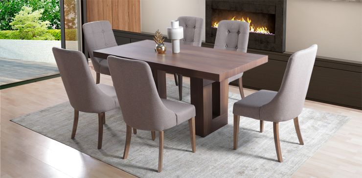 Comedor Marbella Parota con 6 Sillas Atenea Café