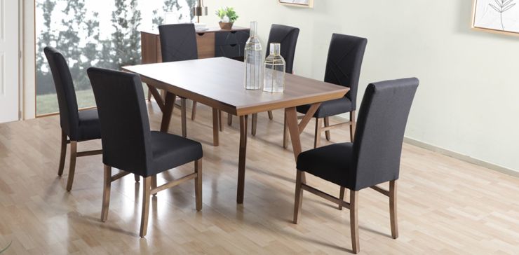 Comedor Matisse con 6 Sillas Gris
