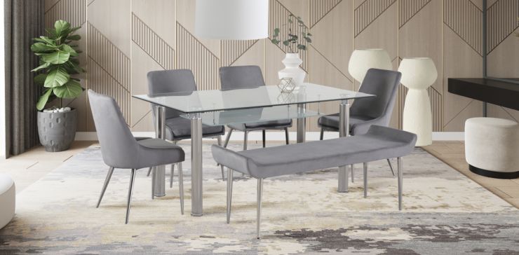 Comedor de Cristal Enkel Gris 6 Piezas