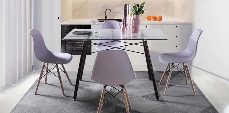 Comedor Atlas Café con 4 Sillas Morado