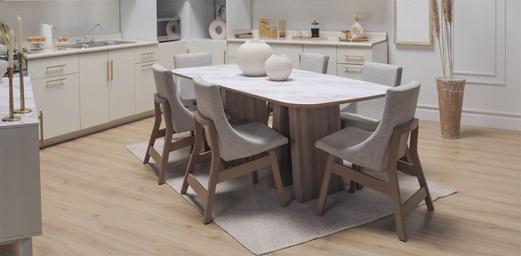 Comedor Tirsa Casa Anahi con 6 Sillas Gris