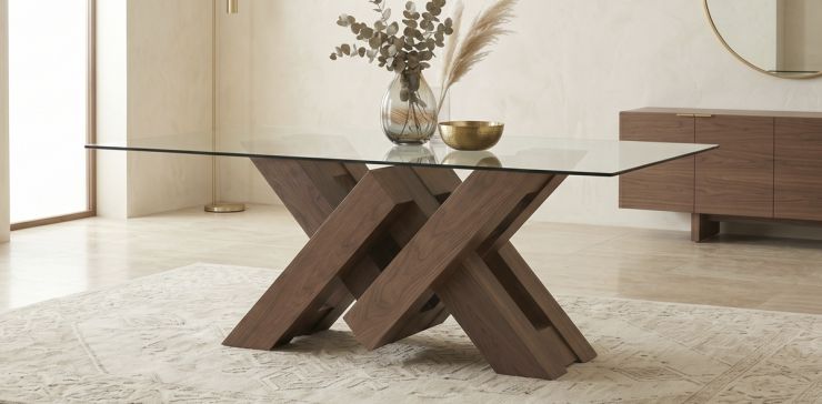 Mesa Comedor de Cristal 180 x 110 cm Penthouse Café
