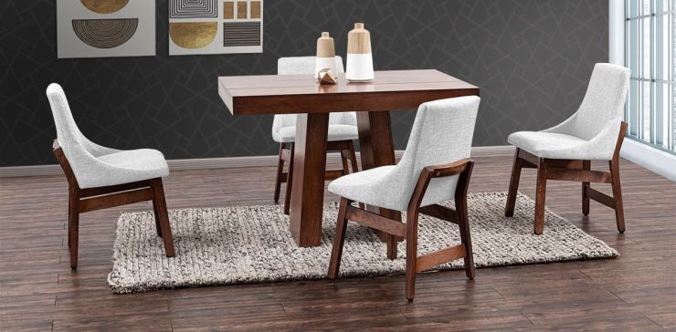 Comedor Cuadrado 120 cm Odette con 4 Sillas Gris