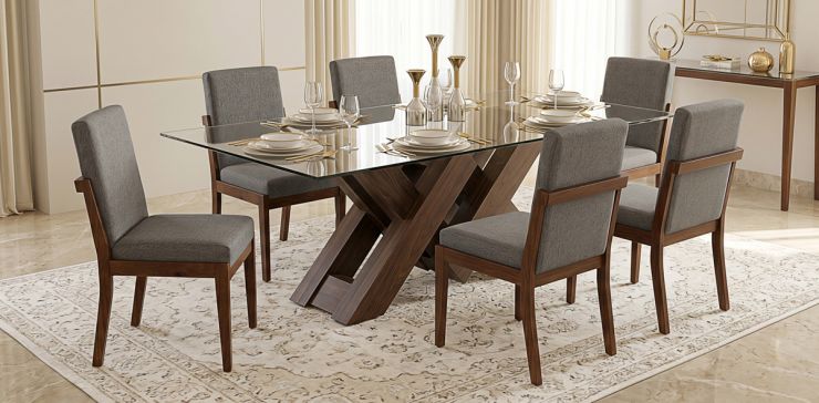 Comedor 180 x 110 cm Penthouse con 6 Sillas Cretta Gris