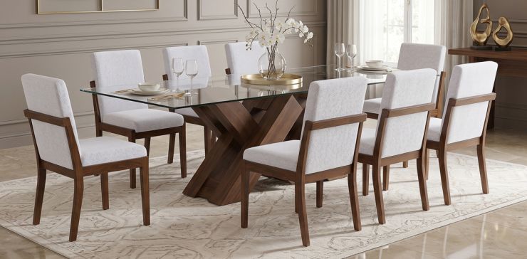 Comedor 220 x 120 cm Penthouse con 8 Sillas Cretta Blanco
