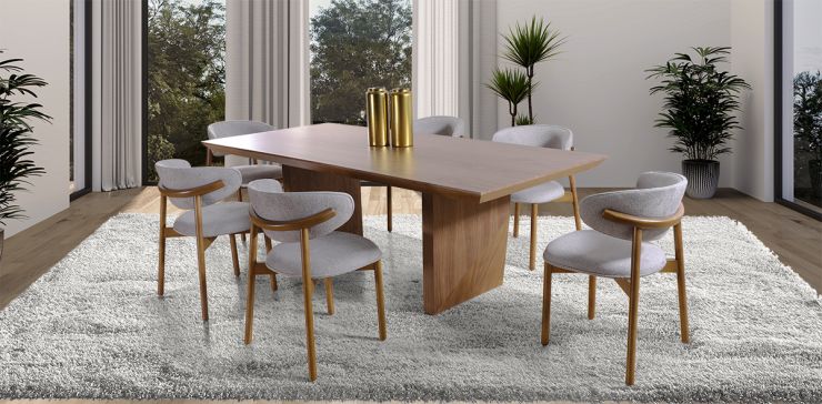 Comedor 240 cm Spezza y 6 Sillas Lynnea Gris
