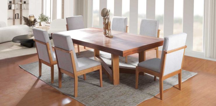 Comedor 240 cm Zeus con 6 Sillas Beige