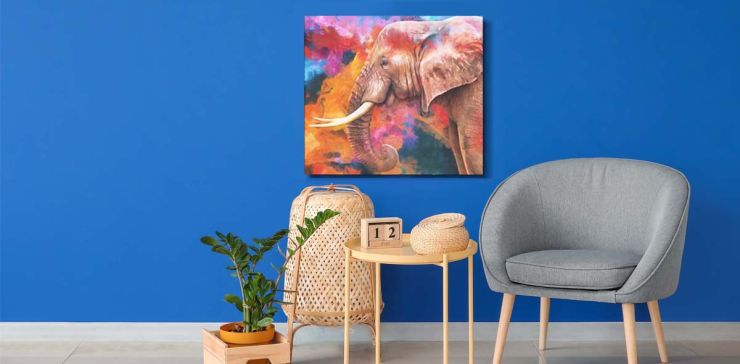 Cuadro 60 x 60 cm Elefante Multicolor III