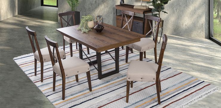 Comedor Barret Café con 6 Sillas Beige