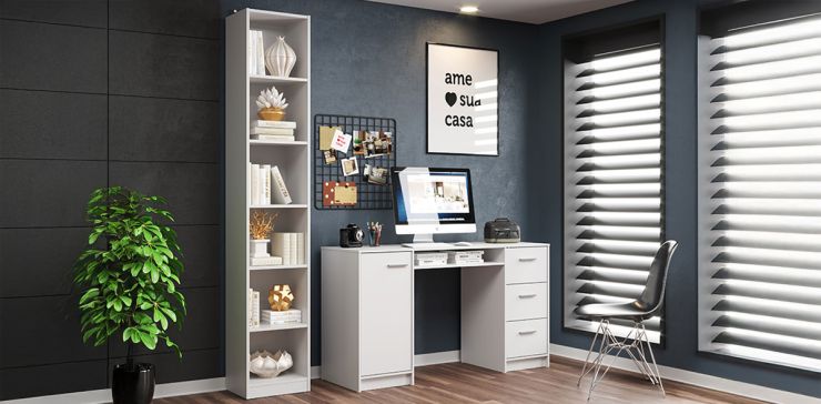Set de Escritorio y Librero Stellan Blanco